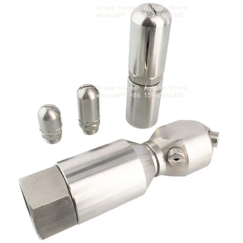 360-Degree stainless steel fan-shaped automatic rotating cleaning nozzle, no dead ends inside the tank bottle can, rinsing spray