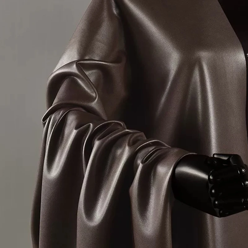 0.7mm Soft Protein PU Leather Semi Gloss Stretch Waterproof Fabric For Jacket Sofa by Half Meter