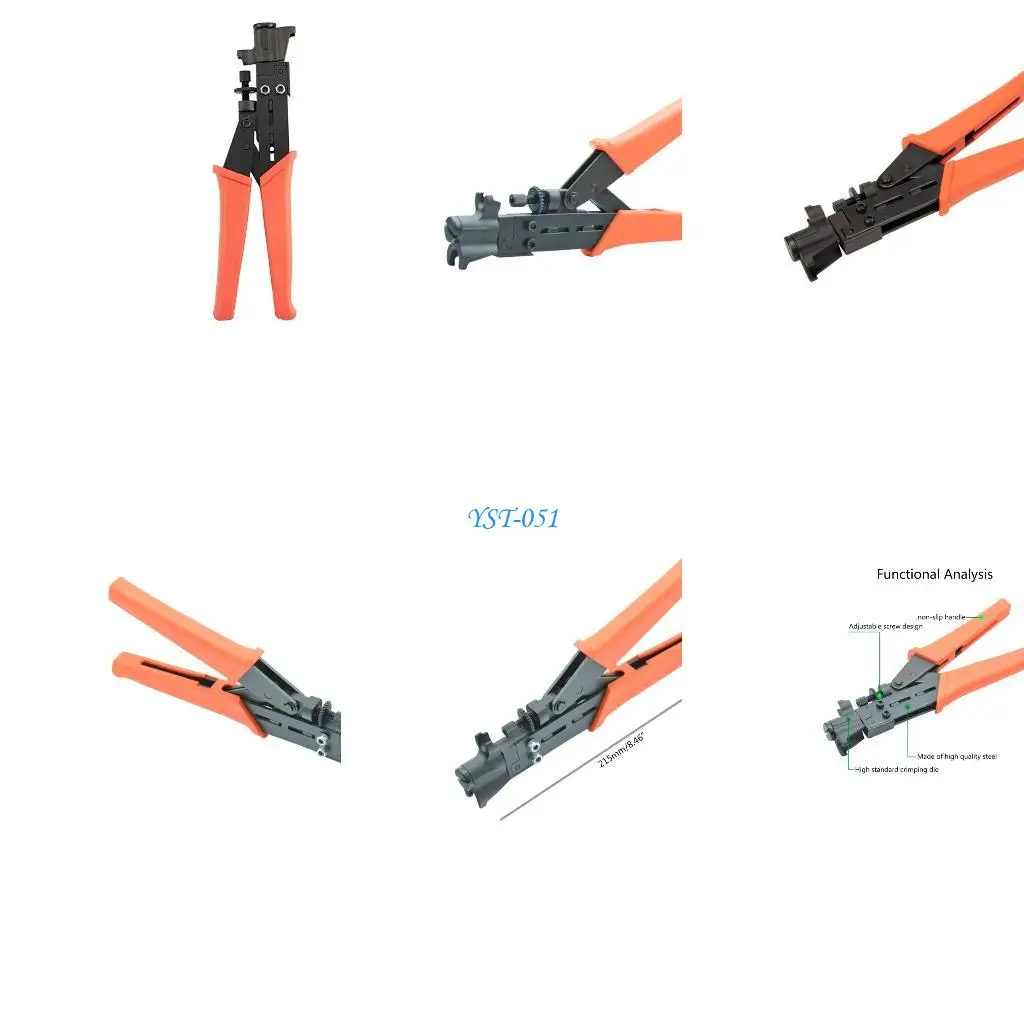 

E15A Upgraded Wire Crimper Tool Metric/Inch F-head Crimping Tool Plastic Handle Ergonomic Design for RG59/8RG6/RG11/75-5