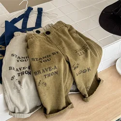 Children's Casual Pants 2024 Autumn New Korean Letter Print Toddler Boys Harem Pants Cotton Versatile Kids Girls Loose Trousers