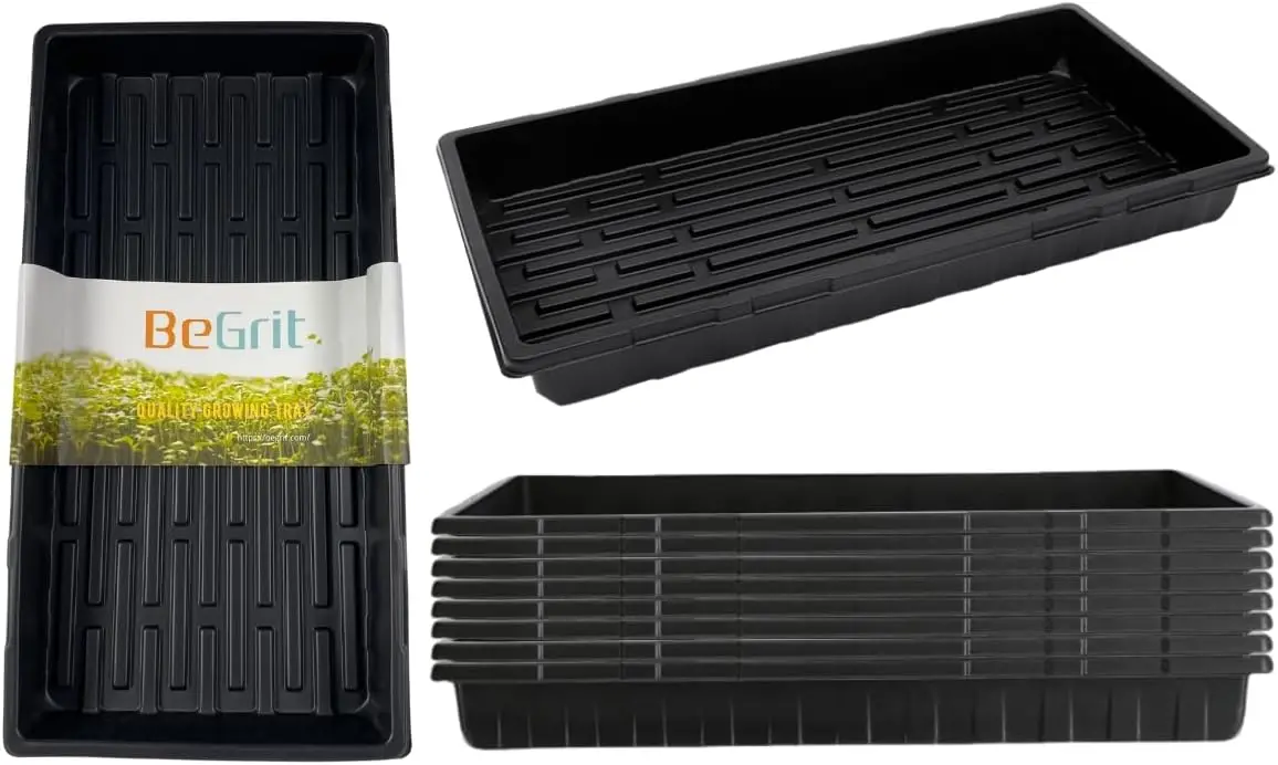 

1020 Trays Thickened Nursery Plant Trays Seedling Tray Seed Starter Tray Microgreen Growing Tray No Drain Holes -10 Pack