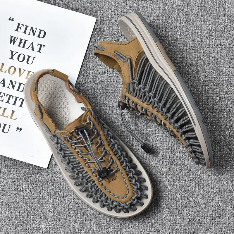 

Beach Sandals Breathable Casual Flat Outdoor Couples Size 48 Summer Men Women Slippers Weaving Design