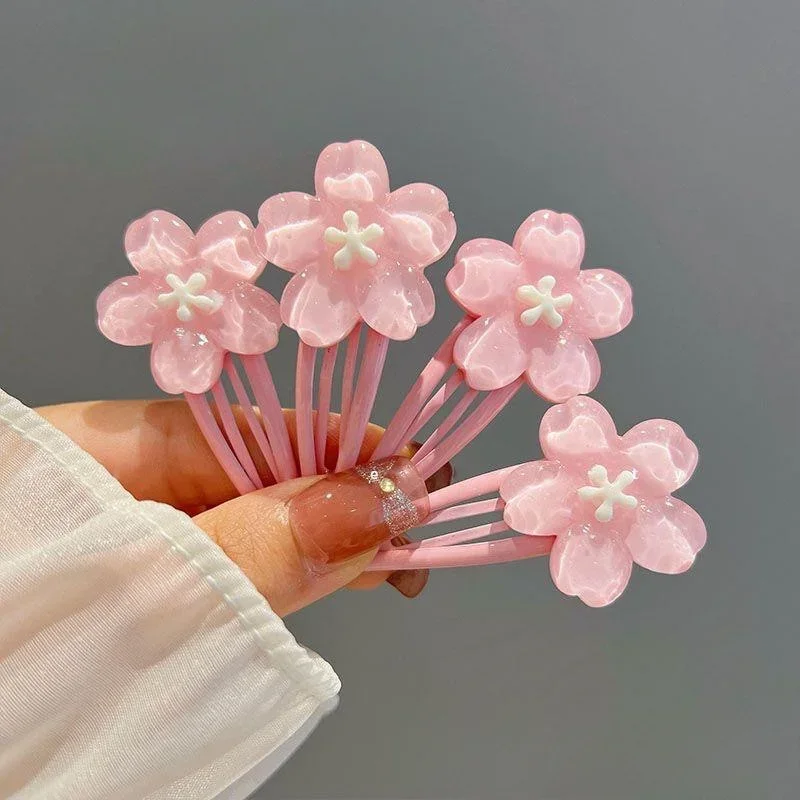 2pcs/lot Beautiful Sakura Bobby Pins Japanese Colorful Cherry Blossom Hair Clips Woman Hair Accessories