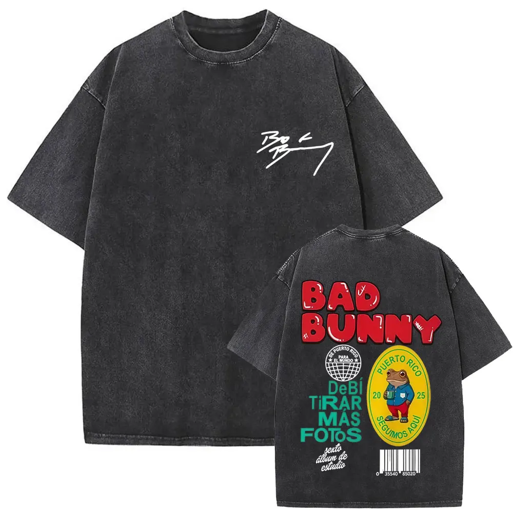 

Washed Vintage Bad Bunny Debi Tirar Mas Fotos DTMF Merch T-shirt Male Retro Cotton T Shirt Men Women Hip Hop Oversized T-shirts