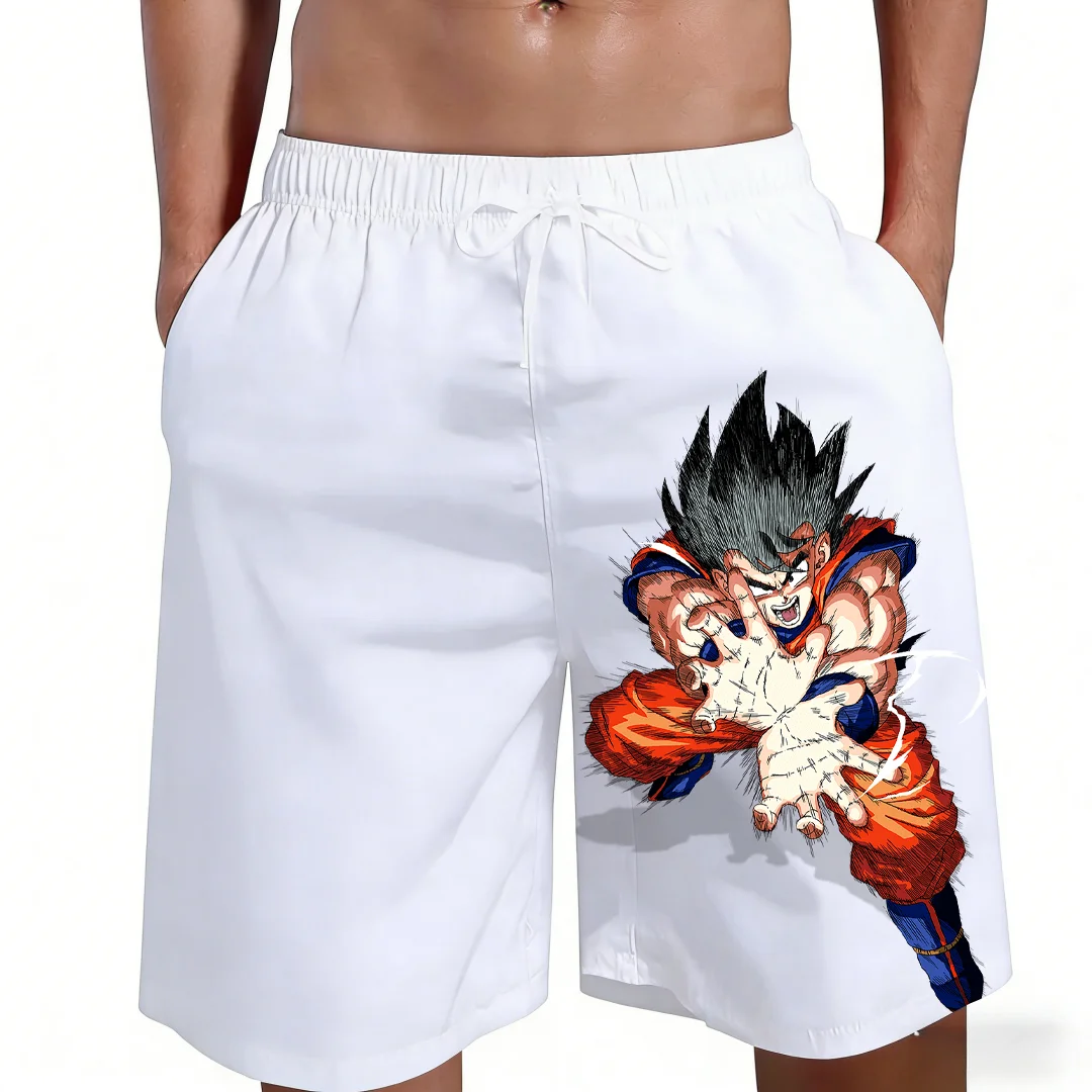 2026 New Dragon Ball Goku Kamehameha Classic Anime Print Beach Shorts Casual Loose Family Matching Outfits Summer Quick Dry Pant