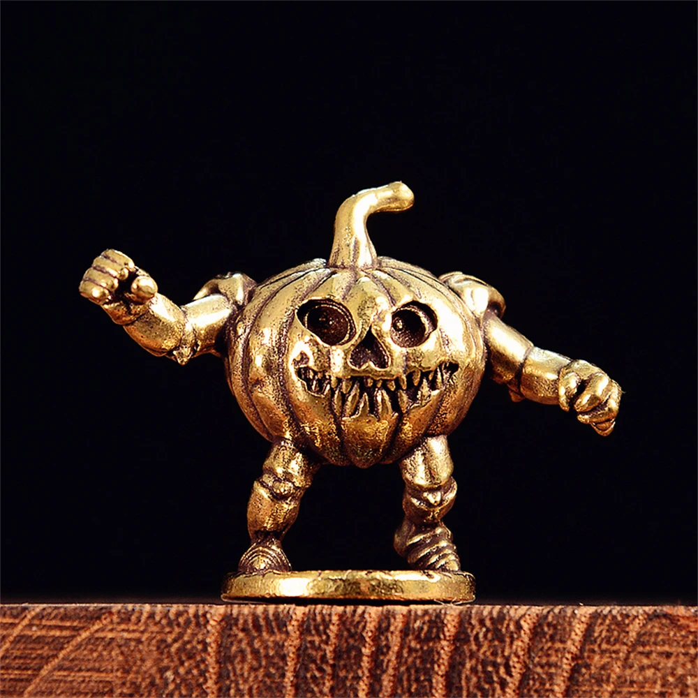 ​ ​ Massive Kupfer-Kürbis-Mini-Desktop-Tee-Haustier-Figur – kreative Weihnachtsdekoration für Zuhause, Büro-Ornament, dekorativ zum Sammeln
