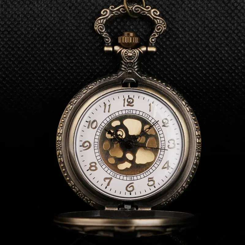 Creative Design Hollow Bone Quartz Pocket Watch Men's Women's Pendant Necklace Accessories Clock Anniversary Unique Gift