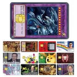 Tarjeta de juego de dibujos animados de Anime, funda de película adhesiva de piel mate de PVC para tarjeta de crédito de Chip grande, solo frontal, 100%