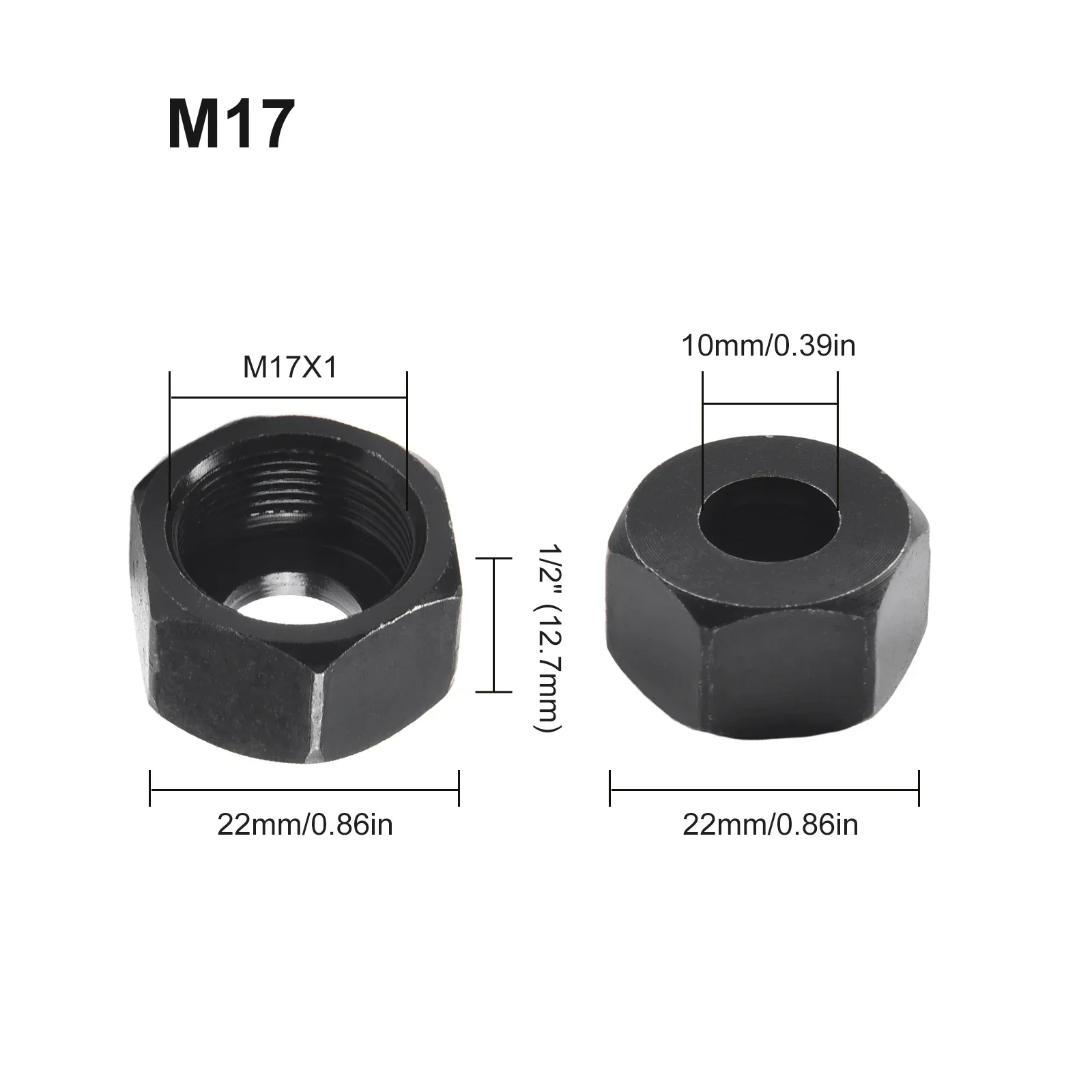 Imagem -06 - Conjunto M17 6.35 mm Adaptador de Mandril de Pinça com Porca Gravura Máquina de Corte Roteador Bits Pinças Ferramentas Elétricas Acessórios 1