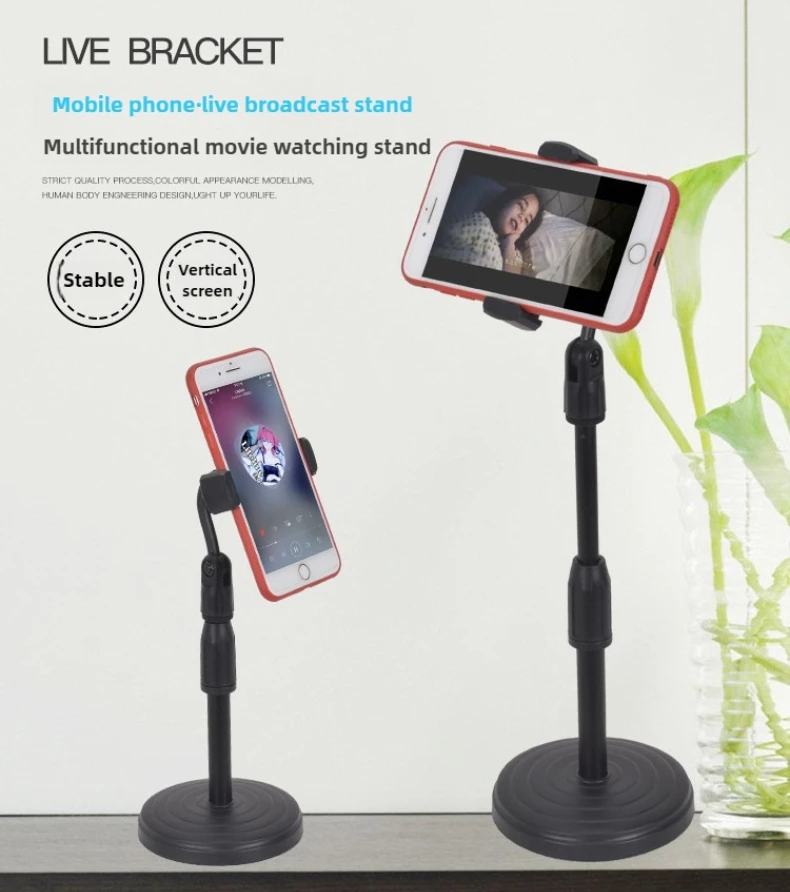 Suporte de telefone/microfone, base de elevação ajustável de mesa, rede à prova de choque, transmissão ao vivo, telefone/suporte de microfone, acessórios