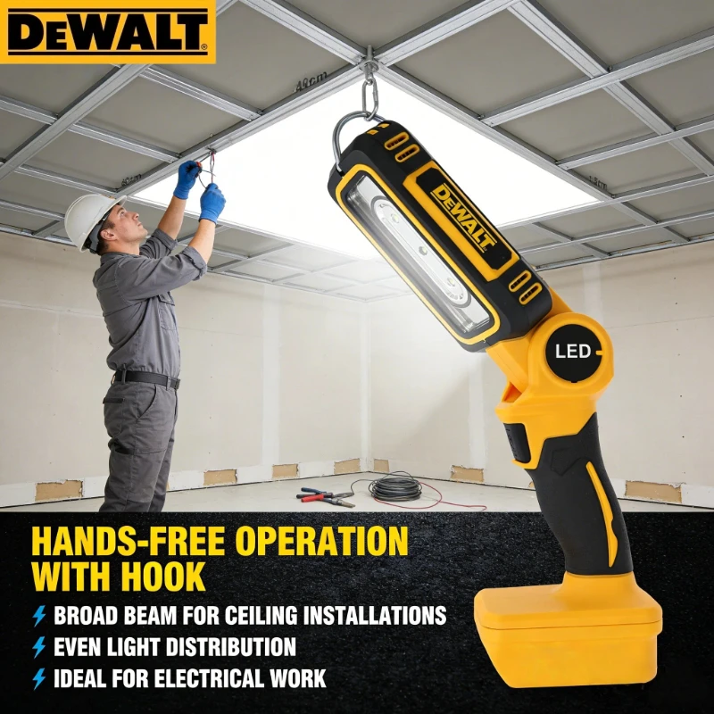 Dewalt 20V Lithium Battery 90 Degree Folding LED Work Light Handheld Multifunctional Portable Camping Torch for Outdoor Camping
