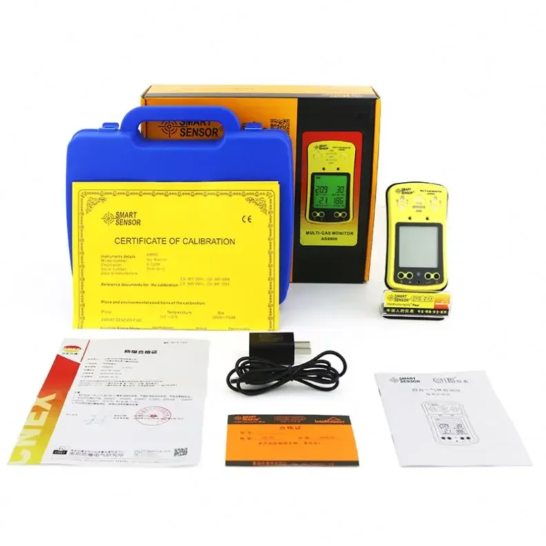 Smart Sensor AS8900 Multi Gas  Detector O2 Hydrothion H2S Carbon Monoxide CO Combustible  4 in 1 Analyzer