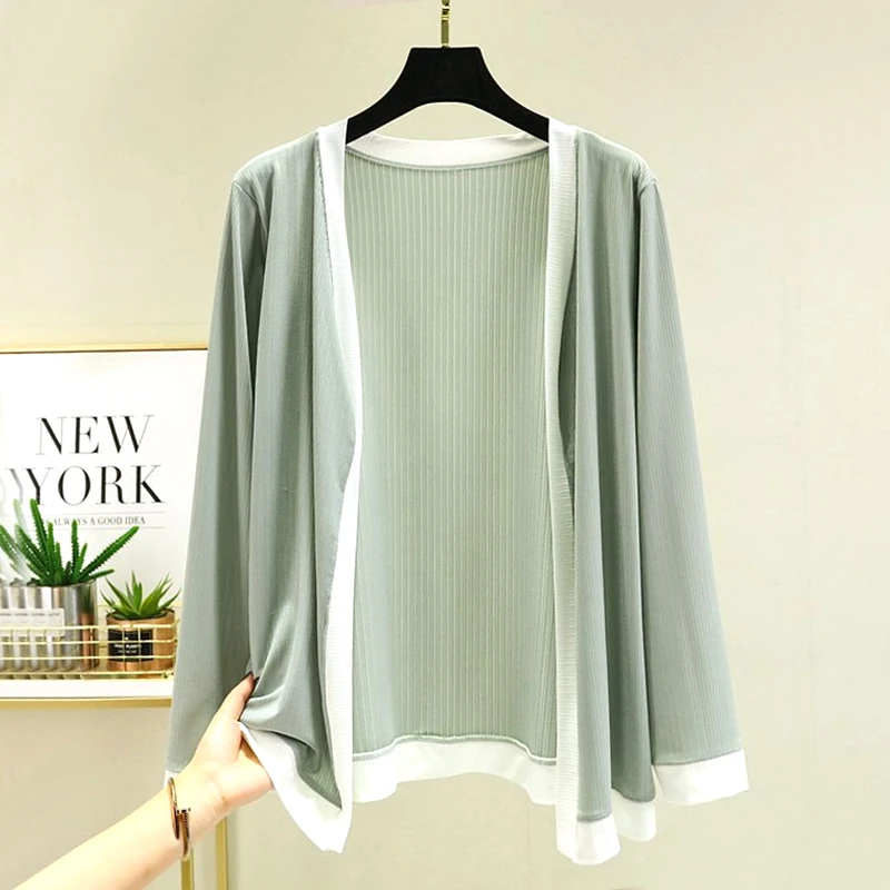 

Women's Clothing 2023 New Fashion Casual Loose Cardigan Solid Color Long Sleeve V-neck Intellectual Thin Spring Summer Jackets