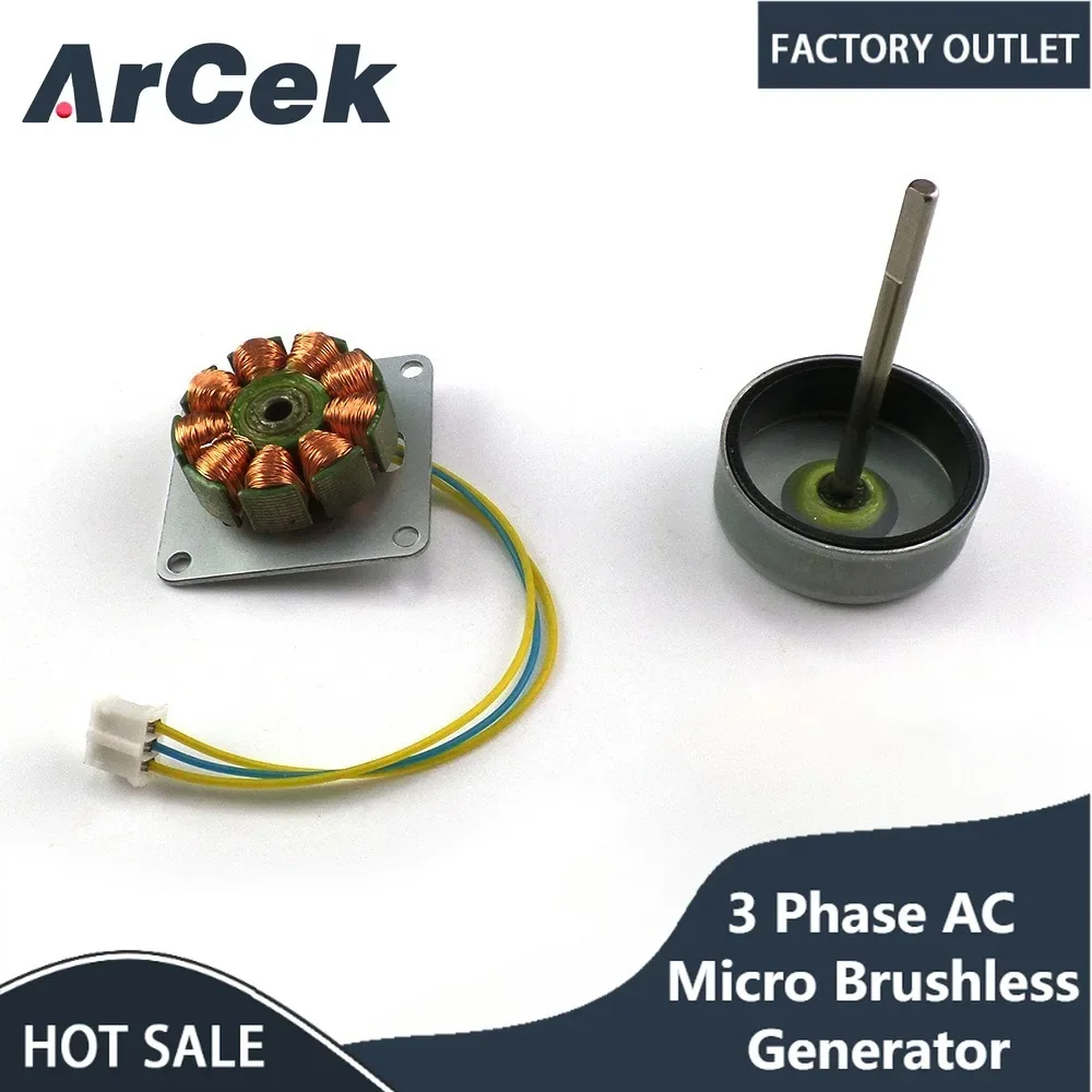 Three 3 Phase AC Micro Brushless Generator Mini Wind Hand Generator Motor Module for Arduino With Led Lamp Bead 3V-24V