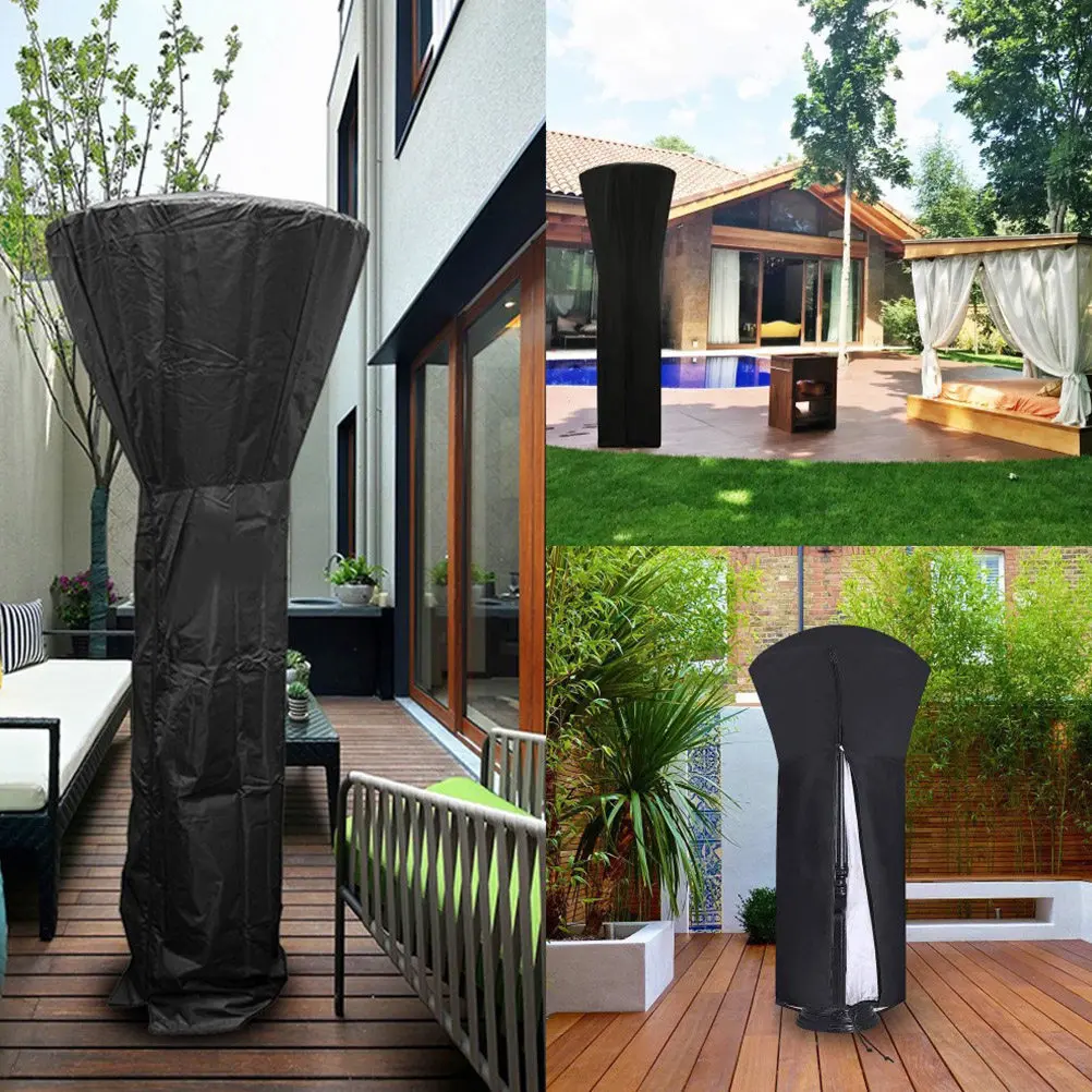 Waterproof Oxford Cloth Patio Heater Cover Zippered Opening Adjustable Drawstring Protective Cover for Outdoor Garden Furniture