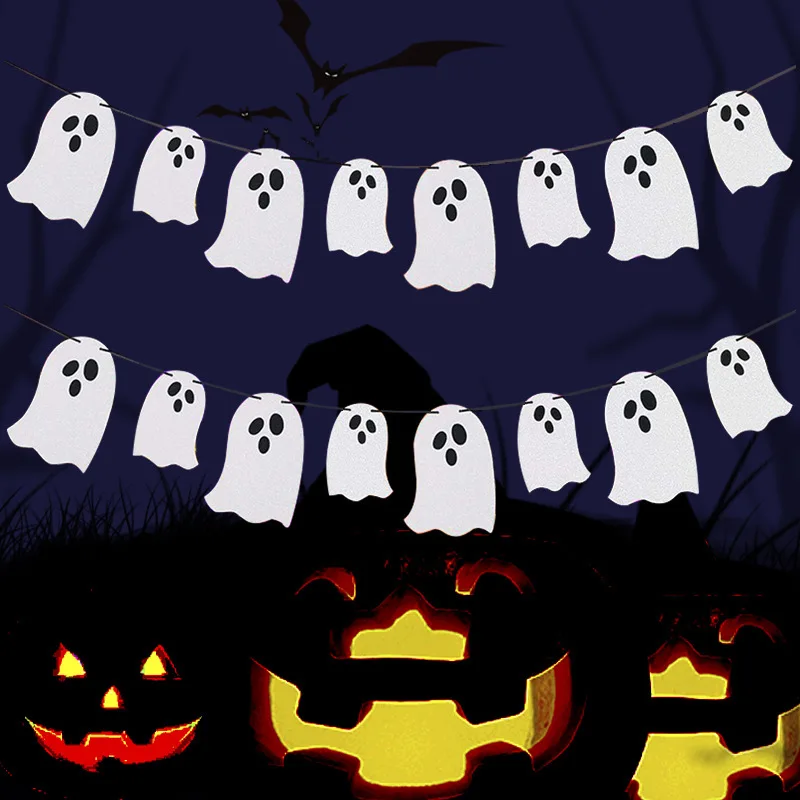 

Halloween Decorations Ghost Flag 2 Party Banners Latte Flag Pendant Ghost Festival Scene Arrangement Pendant Cute Halloween Deco