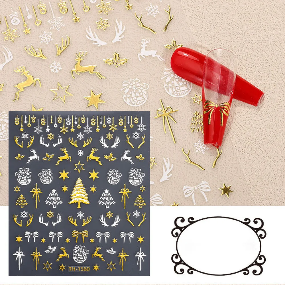 Nuovi adesivi natalizi per nail art fai da te 3D abbronzanti glitter albero di Natale cervo fiocco di neve vendita calda INS decalcomanie per nail art