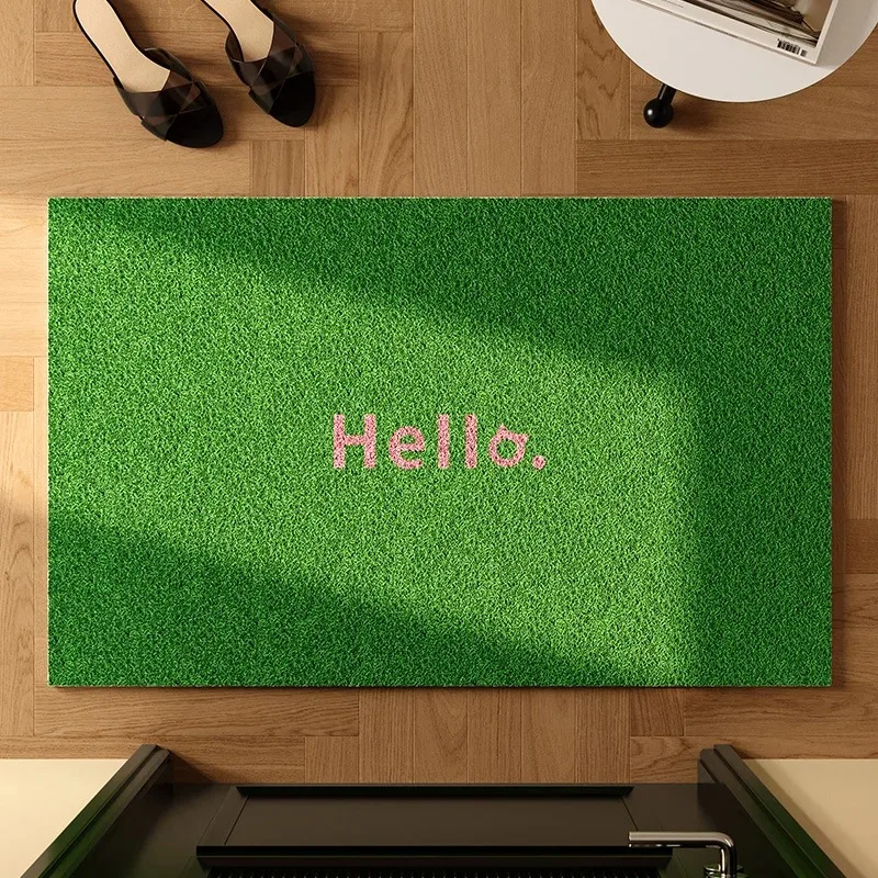 

Hello Entrance Doormat Minimalism Welcome Rug Pvc Silk Ring Wear-resistant Dirt Trapping Carpet Entry Door Mats Home Decoration