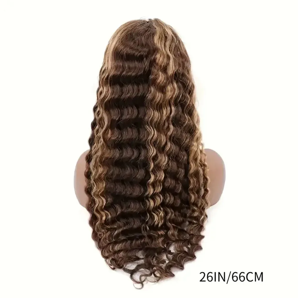 Podkreśl koronkowa peruka na przód ludzkich włosów głęboka fala 13x4 koronkowa gęstość 200% czołowej wstępnie oskubane 4/27