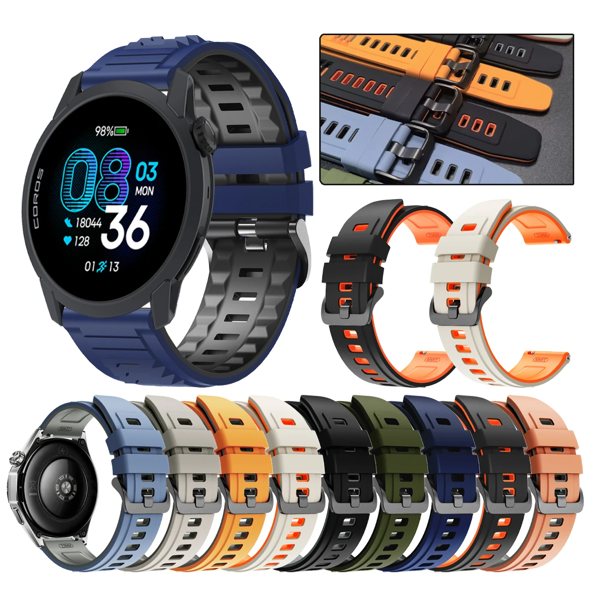 Silicone Watch Strap 22mm For COROS PACE pro 4 3/APEX 4 42mm Wrist Band For COROS APEX 2 Pro/APEX pro 46mm Sport Bracelet Correa