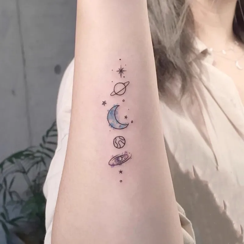 

1pc Star Moon Universe Temporary Tattoo Arm Hand Back Shoulder Tattoo Sticker Waterproof Long-Lasting Moon Star Tattoo Sticker