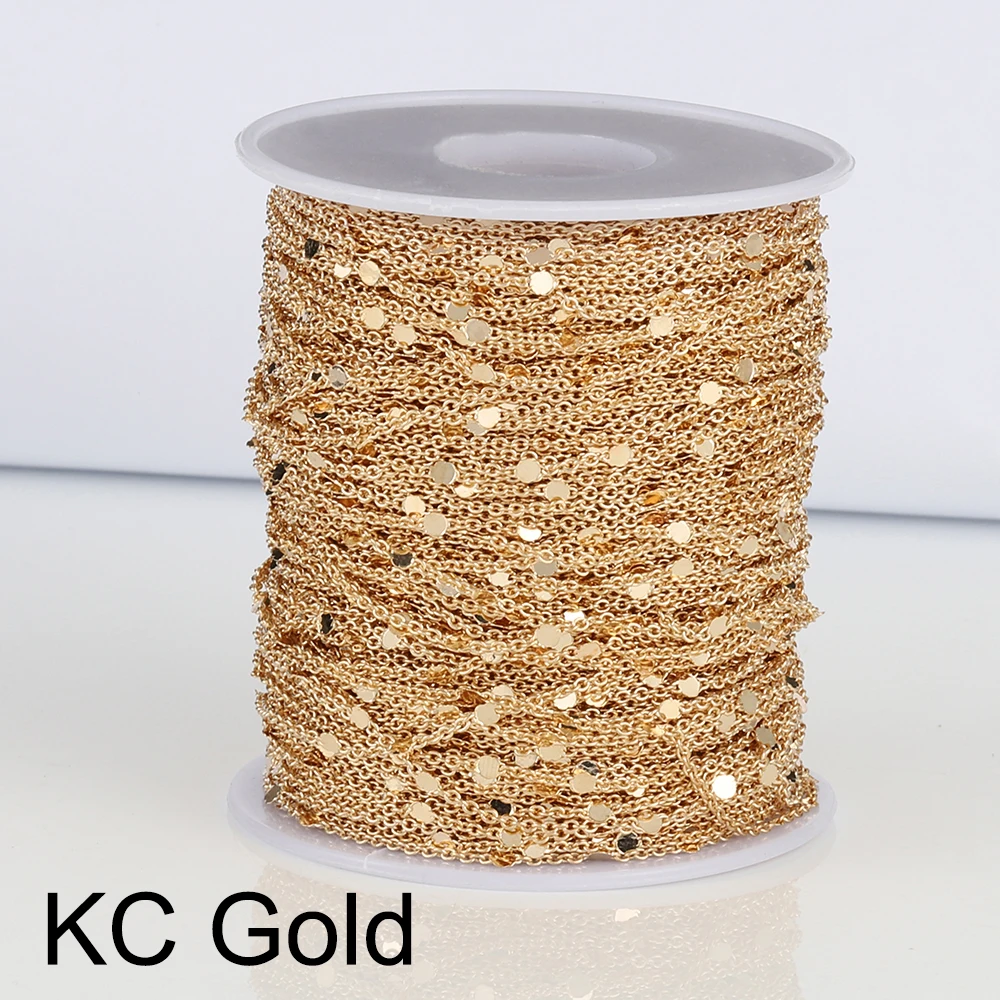 2 Meter Pailletten O-Wort-Kette Scheibe Kupferkette DIY Armband Halskette Körperkette Schmuckzubehör