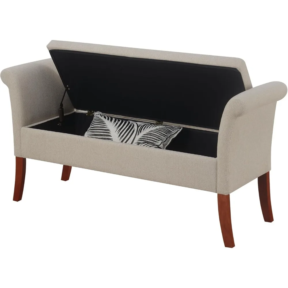 Transitional Style Upholstered Storage Bench 51.5 - Comfortable Ottoman for Living Room Window Seating