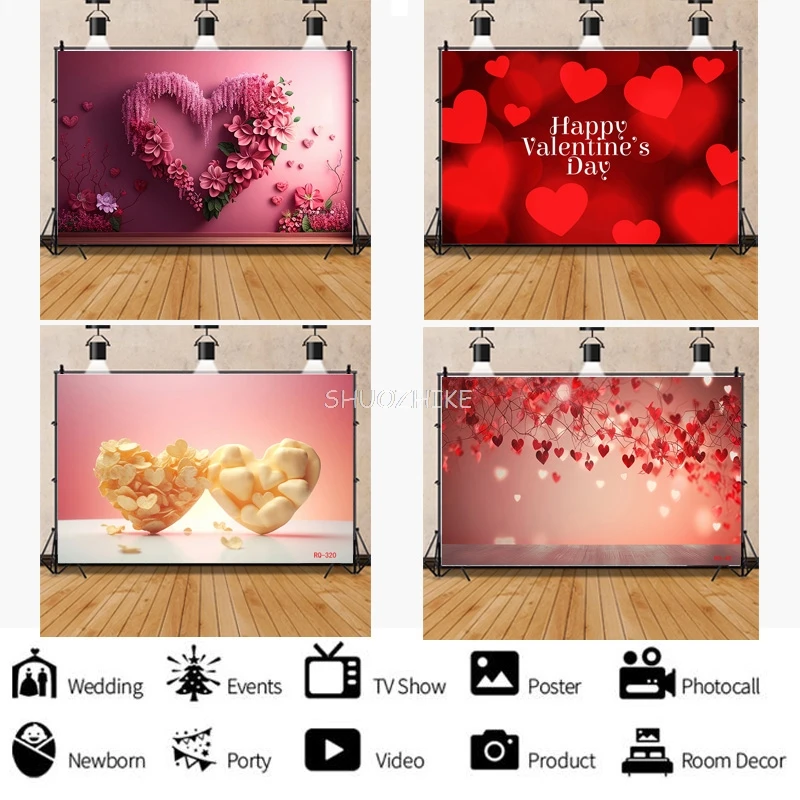 

SHUOZHIKE Red Heart-Shaped Creative Confession Scene Background Valentine's Day Love Photo Studio Photography Backdrops RQ-43