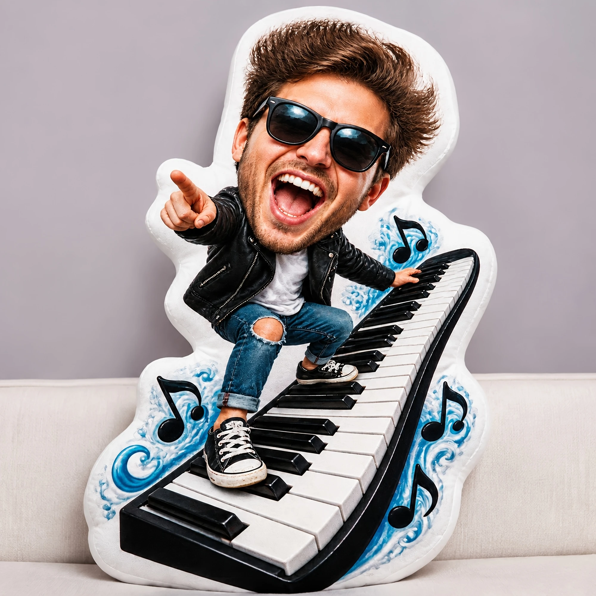 1pc Custom Double Sided Printed Novelty Piano Shaped Cushion, Creative Fun Decorative Pillow for Music Lovers, Sofa, Bedroom and