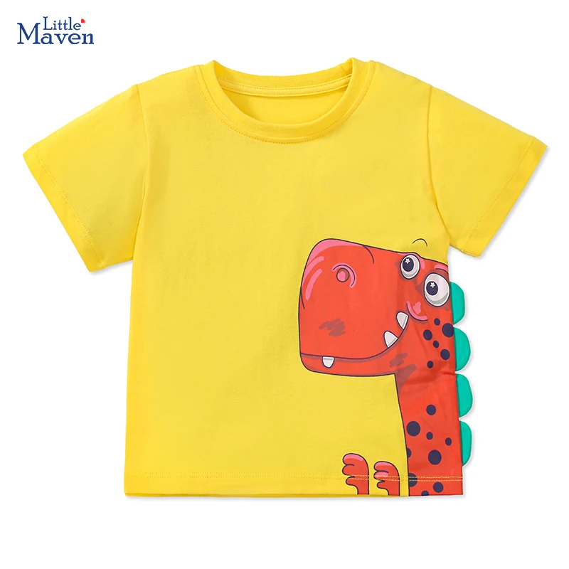 Little maven Kids Boys Clothes 2024 Summer T-shirts Cartoon Stereoscopic Dinosaur Infant Young Children's Clothing