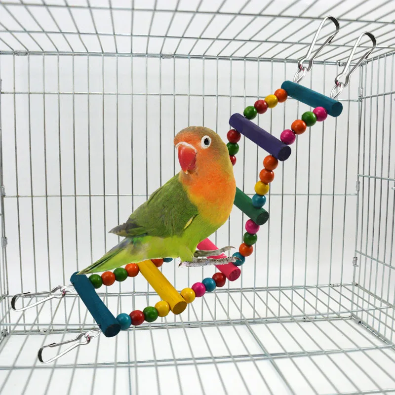 Bird Climbing Ladder Swing Frame Gnawing Toy Bird Cage Birdcage Station Drawbridge Standing Rack Standing Bar(12-Step ladders)