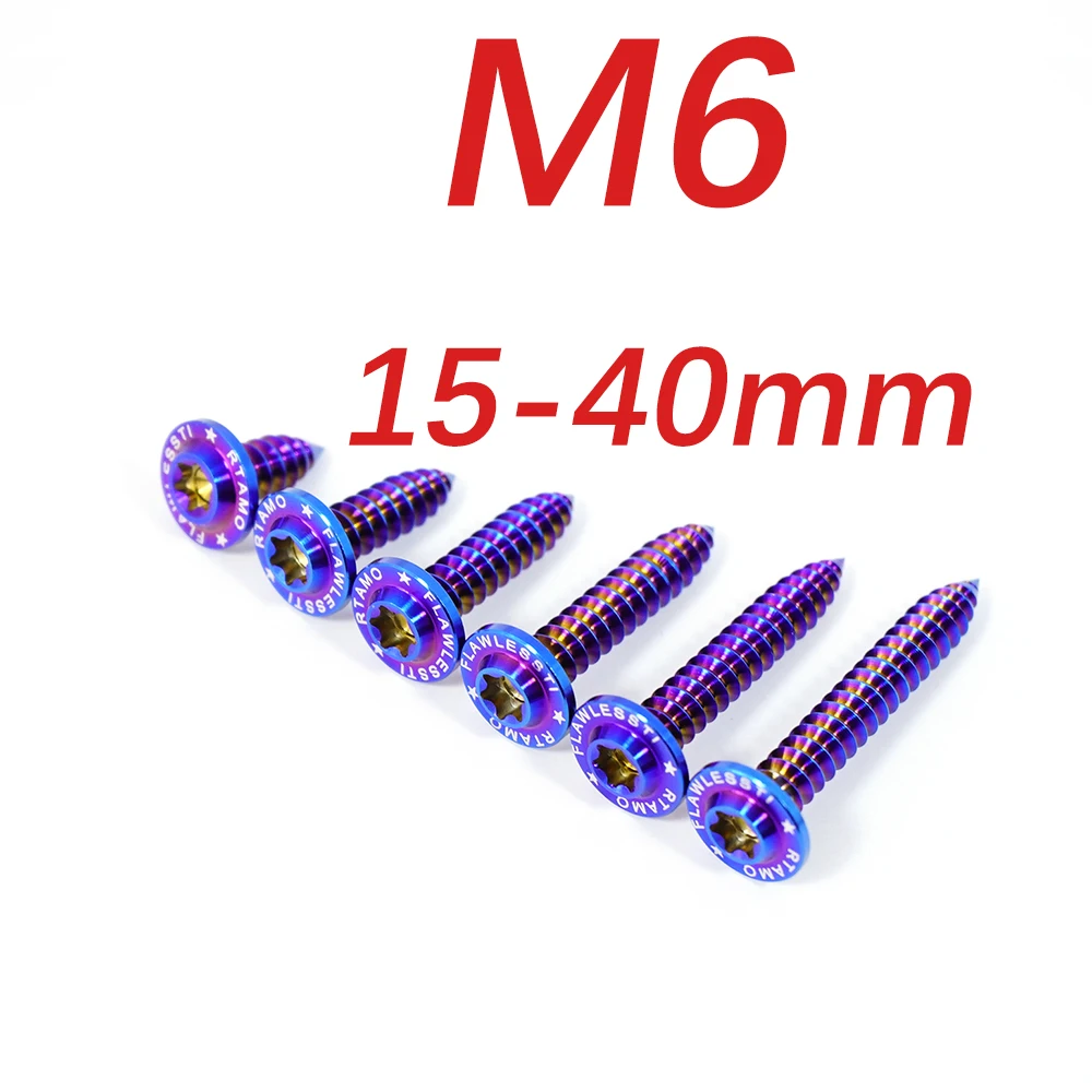 FLAWLESSTI M6x15-40 Gr5 Titanium Self-Stapping Screw Bolt