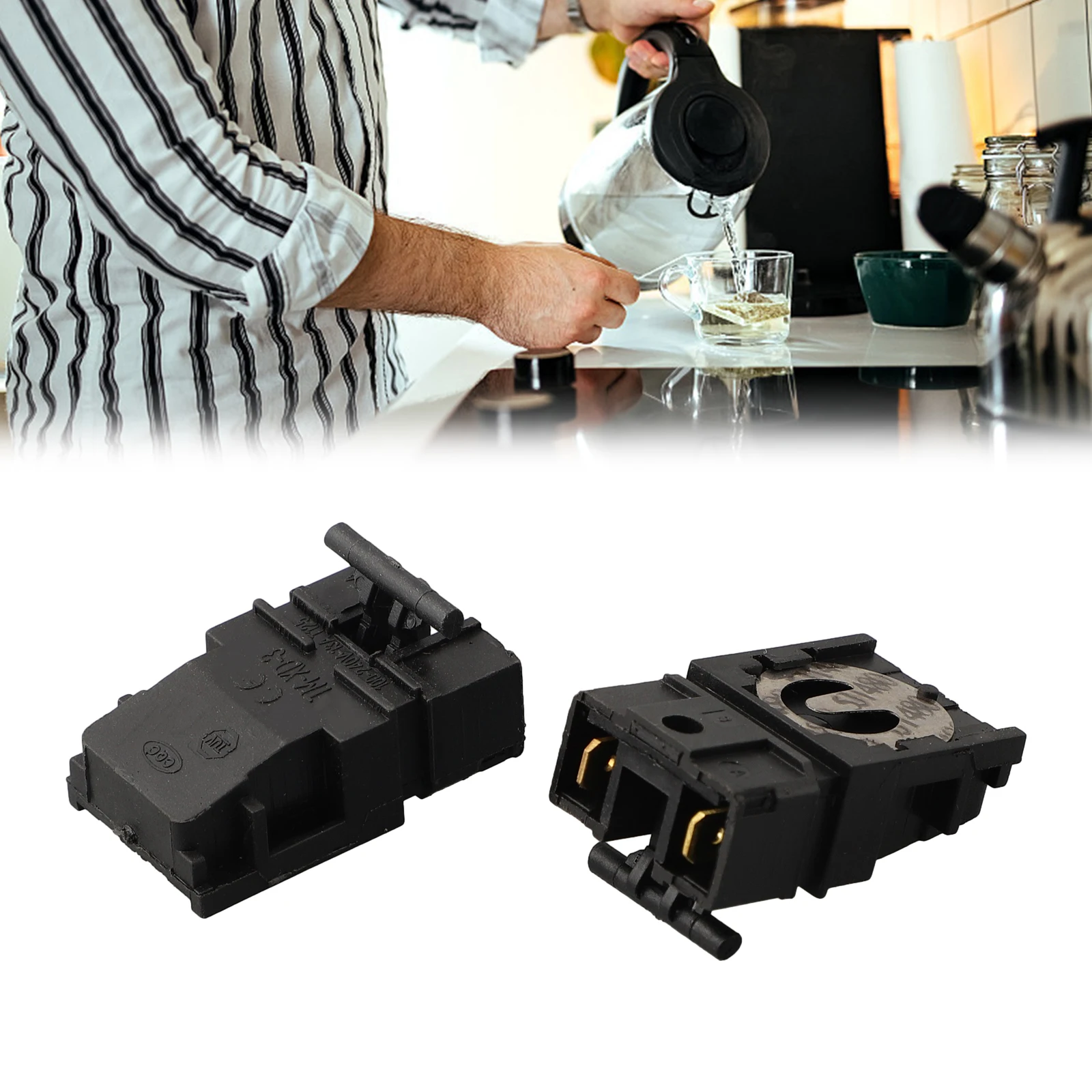 2PCS TM-XD-3 Electric Kettle Temperature Switch 100-240V 13A Button Actuated Thermostat for Automatic Power Disconnection
