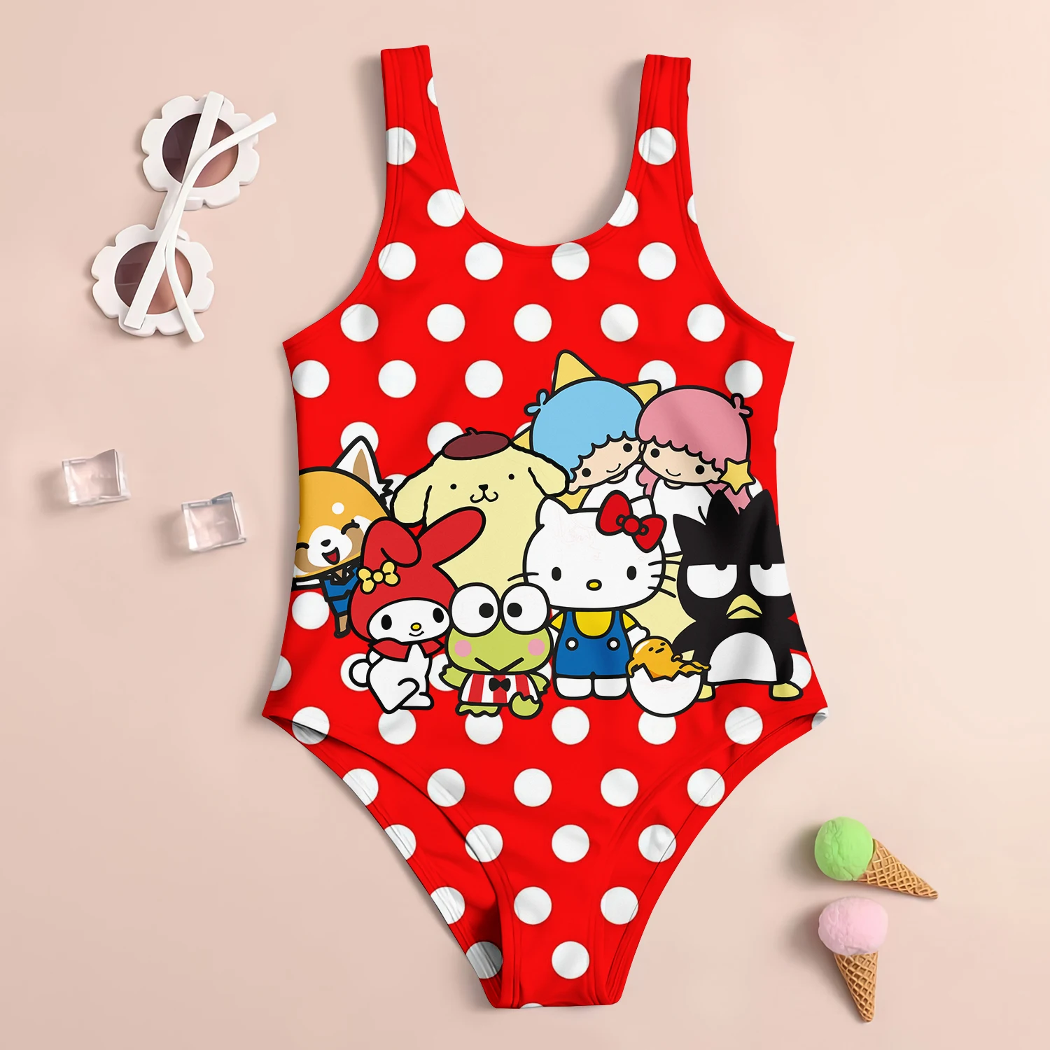 Baby Swimwear 2024 Summer Children\'s Swimsuit Girls Cute Large Size Sanrio Hello Kitty Beach Girls\' Swimsuit Kids Girl Infant