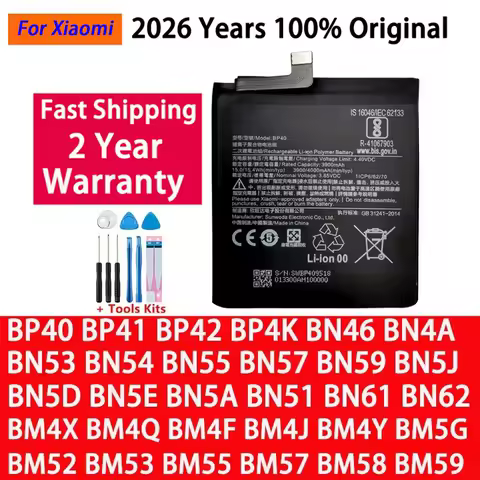 Battery For Xiaomi Mi Redmi Note Poco CC9 K20 F2 F3 K30 M3 X3 M4 K40 X4 X5 7 8 8A 8T 9 9T 10 10S 10T 11 11T 11S 12 12T Lite Pro