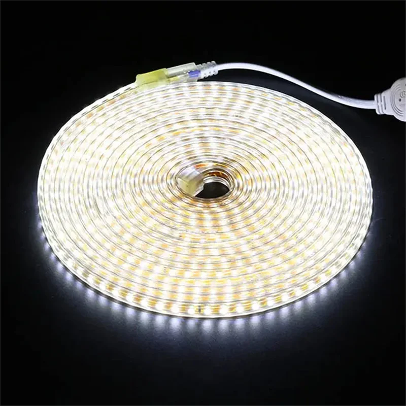 

LED Strips Light SMD 5050 60LEDS/M IP65 Waterproof AC 220V Eu Plug In Garden Home Living Room Kitchen Flexible Rope Tape Lamp