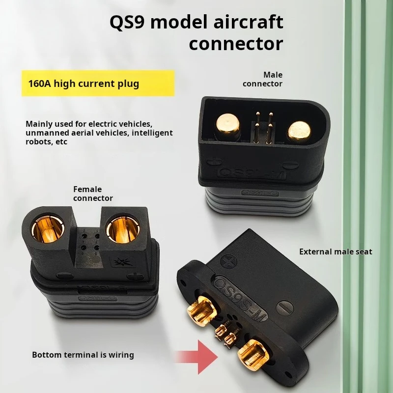 160A QS9 Anti Ignition Male Female Plug Socket Drone Power Battery Connector High Current Electric Vehicle Transfer Terminal