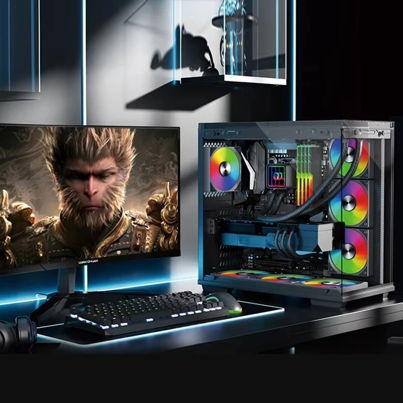 Aanpasbaar nieuw ontwerp Mid-tower MATX Gamer PC-behuizing met USB3.0 en gehard glas Nieuwe LCD-scherm Computerbehuizing