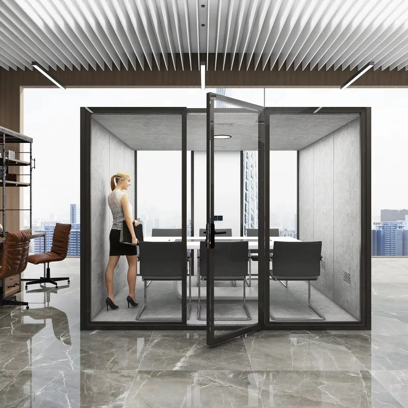 Soundproof Pod High End Special Design Indoor Glass Recording Study Phone Booth Privacy Furniture Office Pod Silent Booth