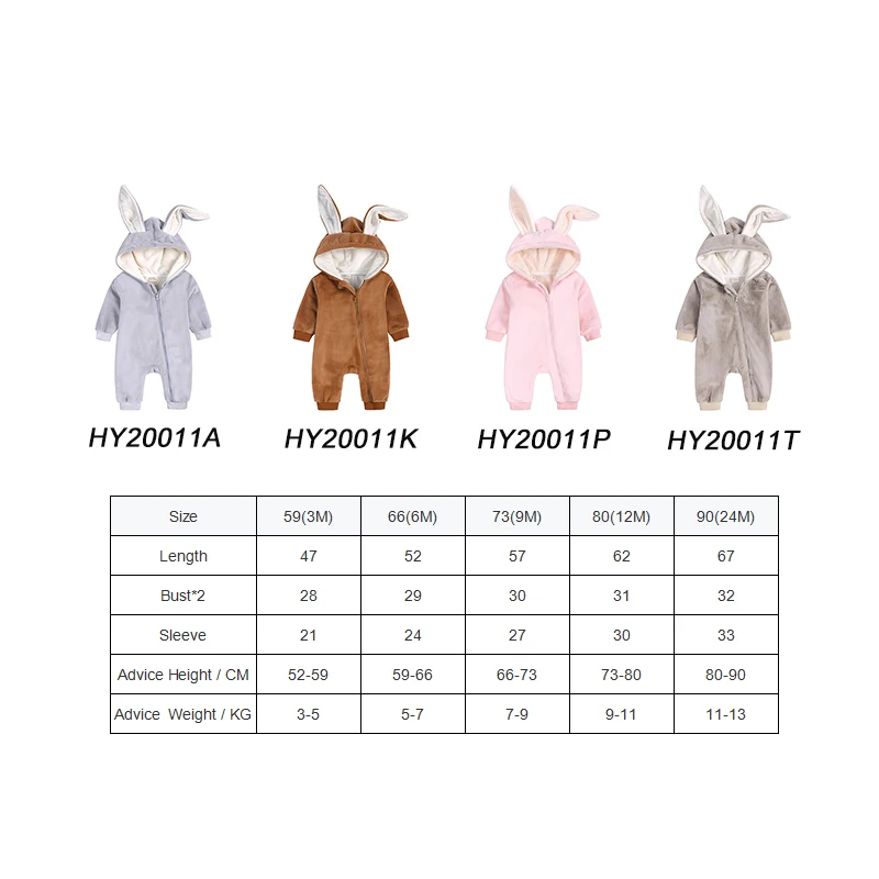 Cute Bunny Ear Baby Girl Clothes Rompers Soft Fleece Newborn Winter Warm Outfits New Born Infant Clothing Bodysuit Baby Jumpsuit