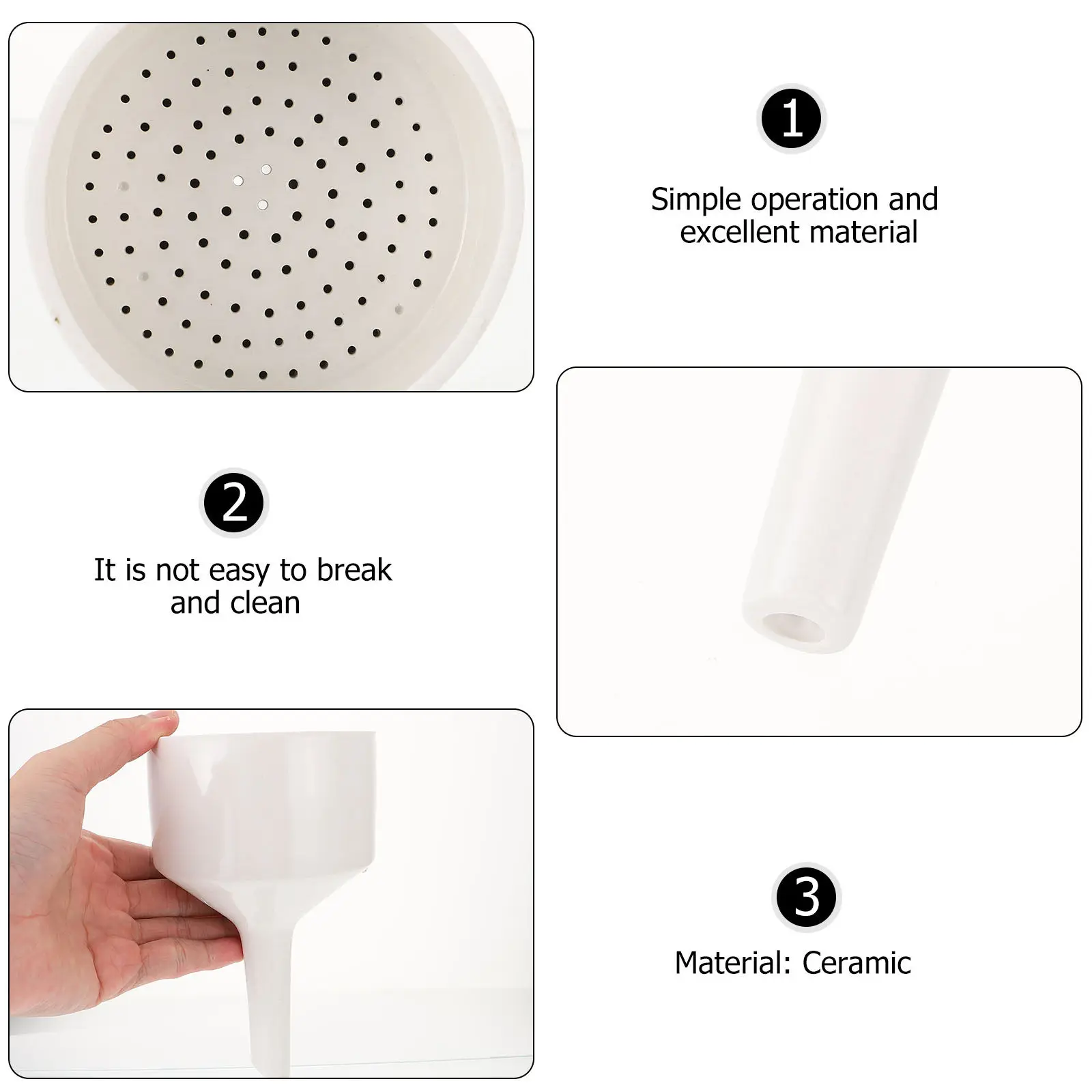 1Pcs Ceramic Buchner Funnel High Chemical Durability Filter Funnel for Laboratory Experiment and Filtering Equipment