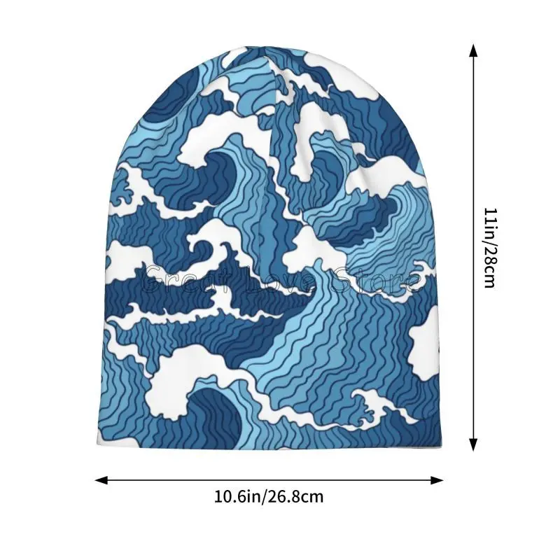 اليابانية موجات البحر قبعة صغيرة الرجال النساء الدافئة بونيه قبعة للجنسين قبعات متماسكة أغطية الرأس Skullies Beanies