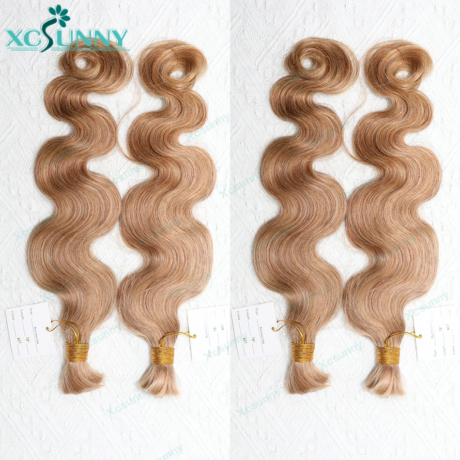 Body Wave Braiding Human Hair 27 Double Drawn Bulk Human Hair For Braiding Blonde Bundles Boho Braids Human Hair Color 30