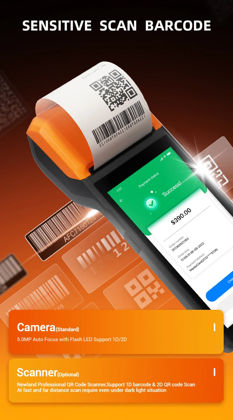 Android Pos payment H10 H10P H10S H10C mini handheld end point with printer support NFC card reader mobile POS system machine