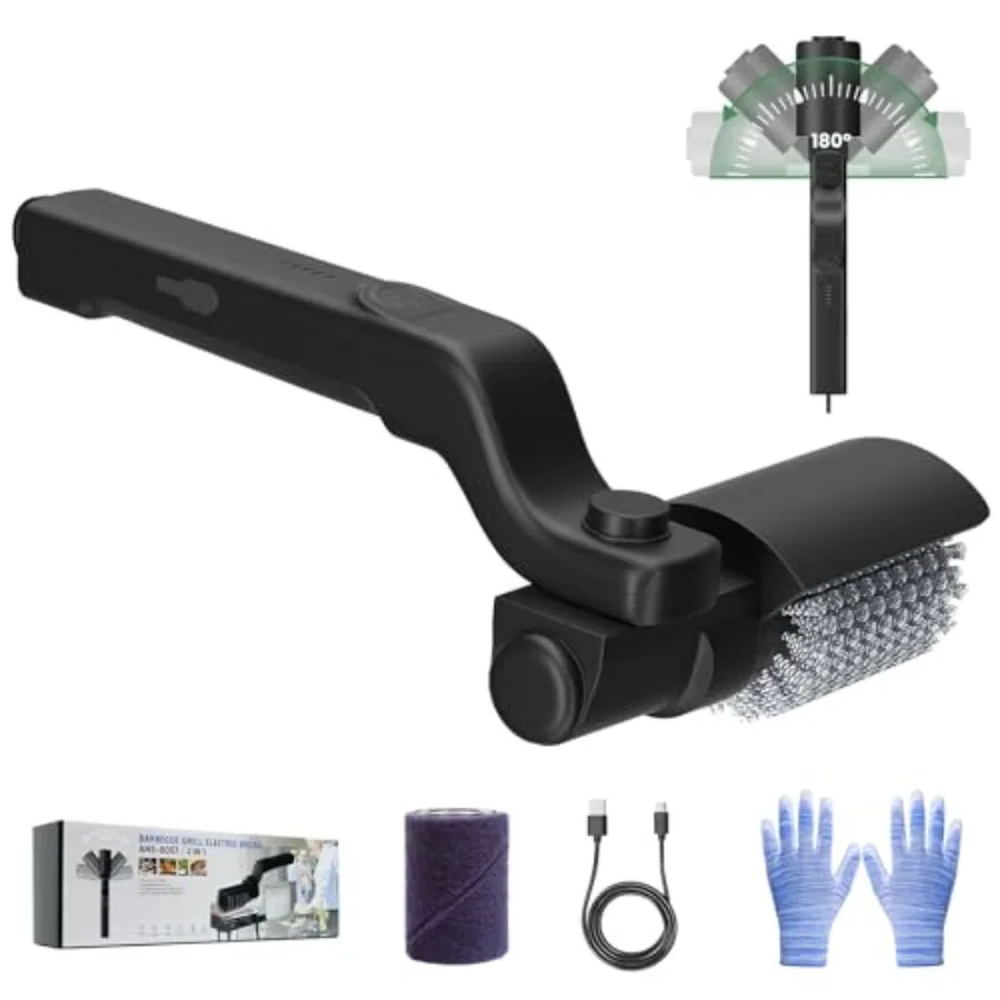 

Electric Grill rus for Outdoor GrillCordl Recarale Grill Cleaner wit 180° Adjustale Angle Stainl Steel Q Grill rus No ristle Se