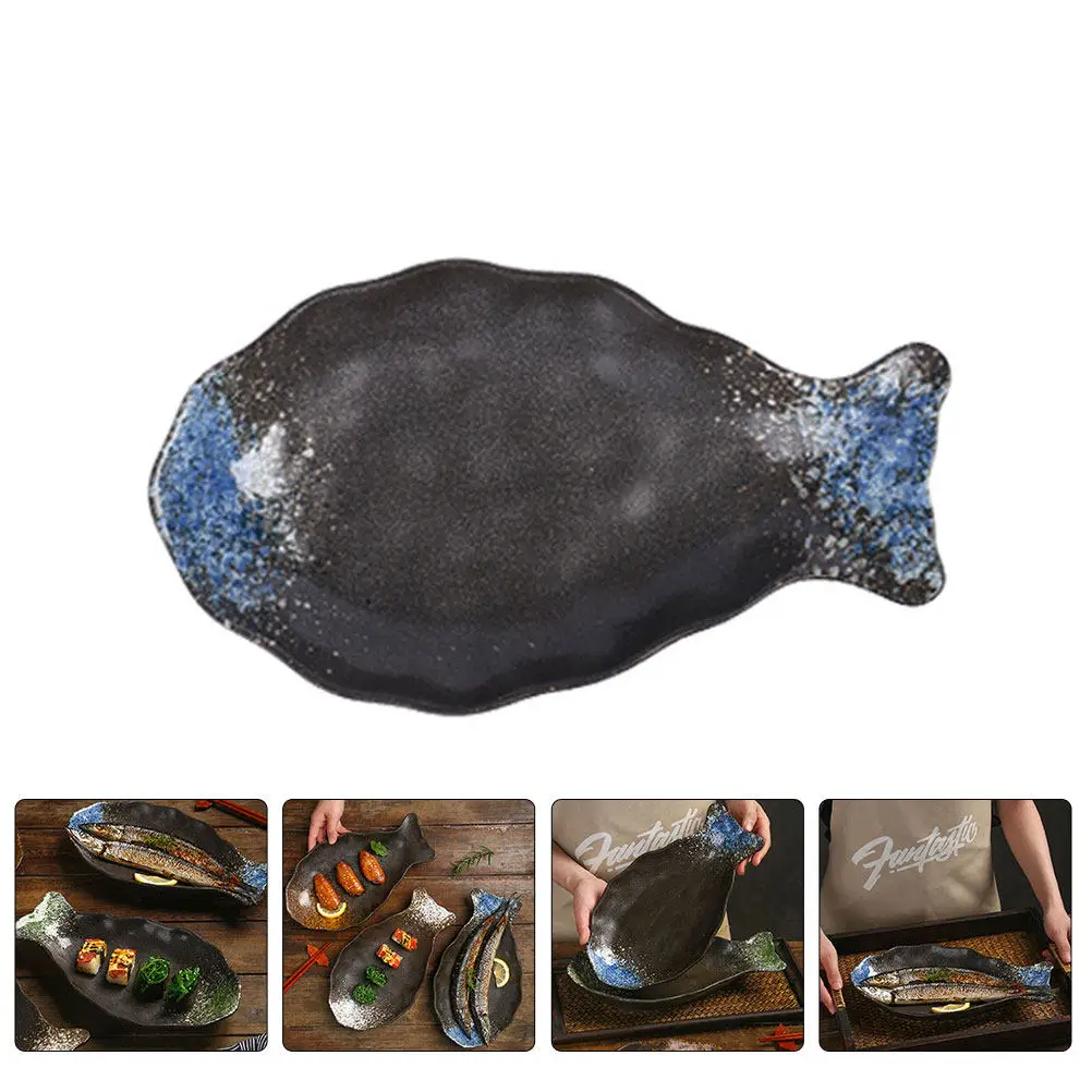 

Керамическое блюдо в форме рыбы для подачи на пару, декоративное сервировочное блюдо, тарелка для суши для горячих и холодных блюд, для дома и отелей