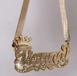 Collar personalizado de doble capa para mujer, Gargantilla con placa de identificación chapada en oro, cadena Fígaro con nombre