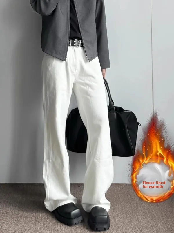 

Мужские джинсы Paris Bootcut Fce Lined, осенне-зимние, свободного кроя, с расклешенными прямыми штанинами, белые, из денима, повседневные брюки