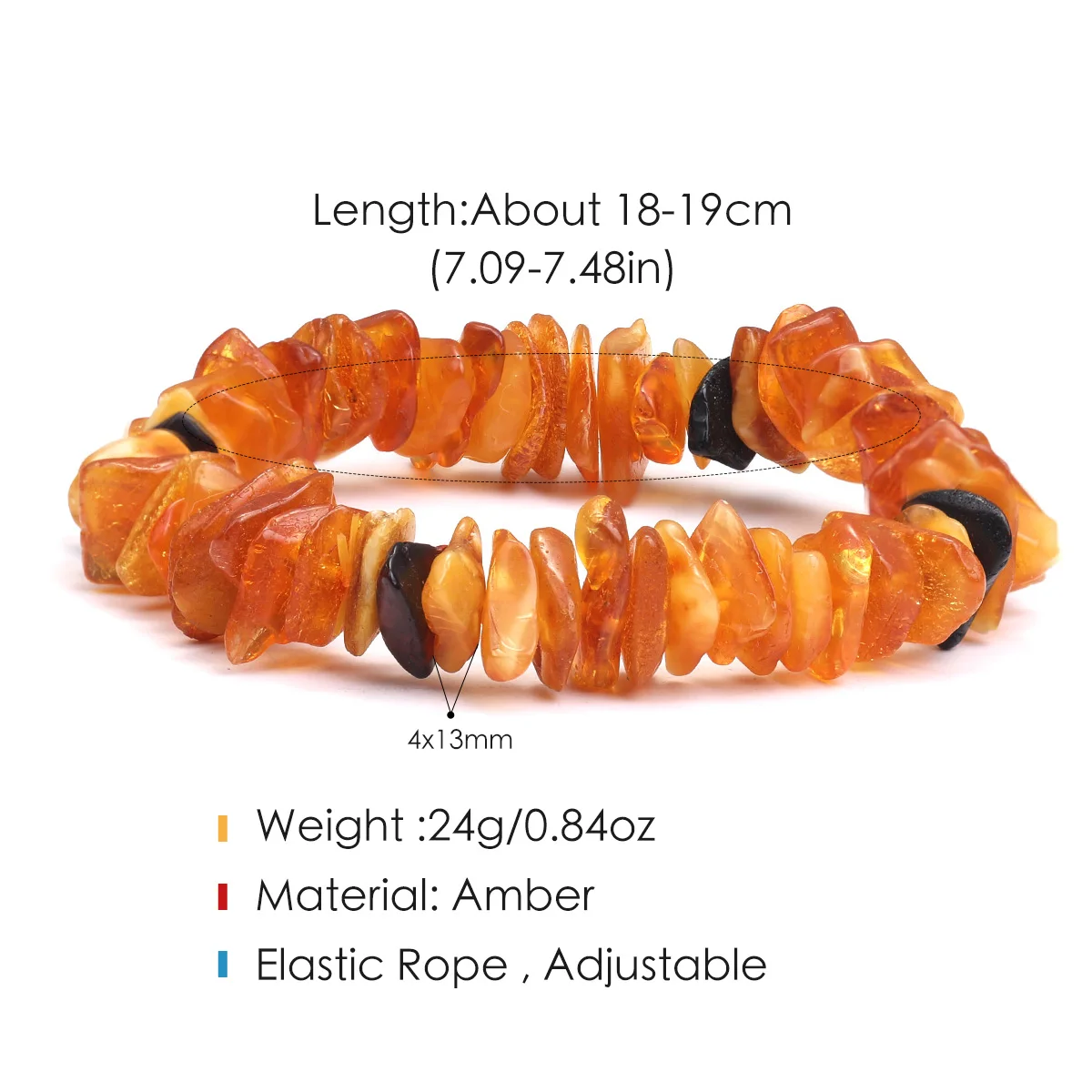 100% Natural Amber Beeswaxbracelet Men Women Healing Gemstone Fine Jewelry Genuine Baltic Amber Spacer Beads Bracelets Bangles