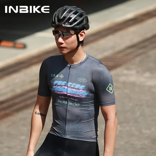 Imagen 2 del producto INBIKE-Camiseta de ciclismo profesional para hombre, ropa ligera de manga corta para bicicleta de carretera, ropa de ciclismo elástica, Maillot de ciclismo